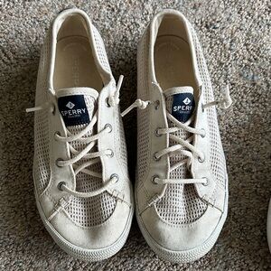 Sperry Off-White Canvas Lace-Up Sneakers